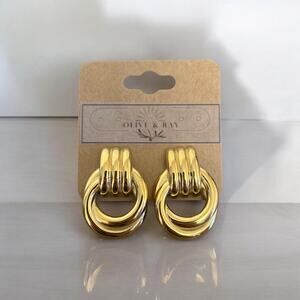 Twist Knot Chunky Hoop Earrings 18K Gold Plated Stainless Steel